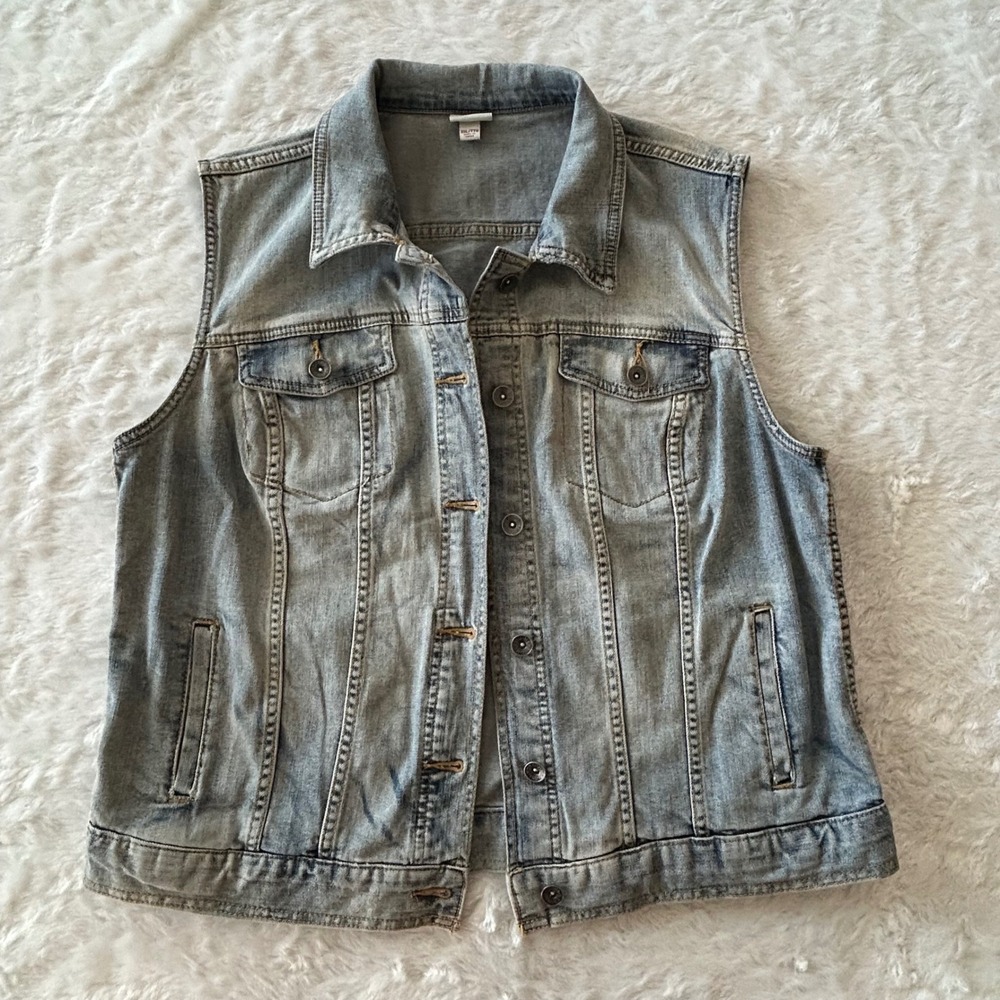 90s Western Denim Vest Women XXL Light Wash Blue Excellent Sleeveless Jean